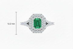 Emerald Cut Emerald With Double Halo