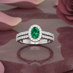 Oval Shape Emerald Halo Diamond