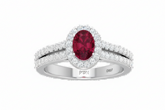 Oval Shape Ruby Halo Diamond