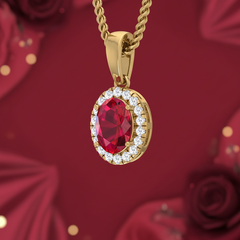 Oval Shape Ruby Diamond Pendant
