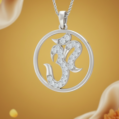 Round Diamond Om Gold Pendant