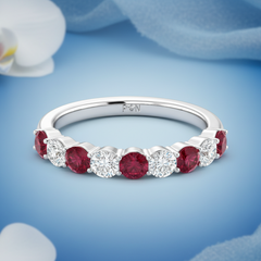 Ruby With Diamond Nine Stone