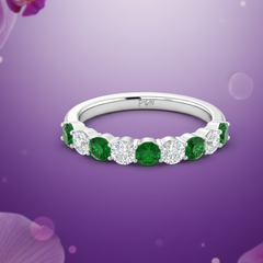 Emerald With Diamond Nine Stone
