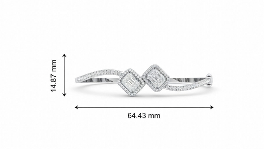 Gold Bangle with Baguette and Round Diamonds