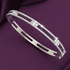 Five Cluster Baguette and Round Diamonds Bangle