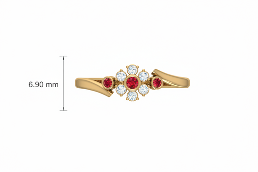 Ruby Bezel-Accented Floral Cluster