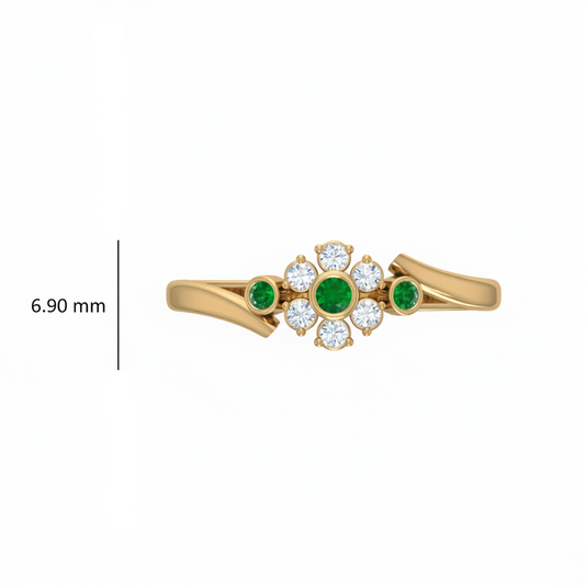 Emerald Bezel-Accented Floral Cluster