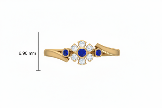 Sapphire Bezel-Accented Floral Cluster