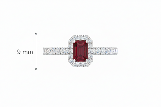Emerald Cut Ruby With Diamonds