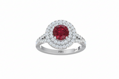 Round Cut Ruby Double Halo