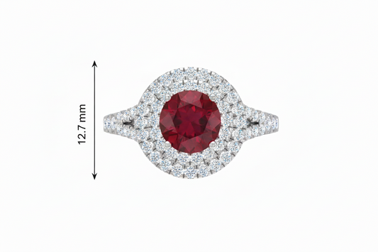 Round Cut Ruby With Double Halo