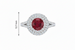 Round Cut Ruby Double Halo
