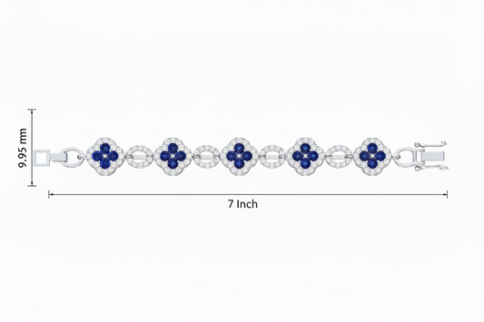Sapphire and Diamond Floral Link Bracelet