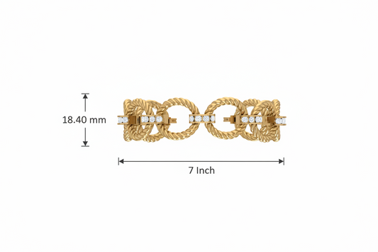 Intricately Textured Gold & Diamond Bracelet