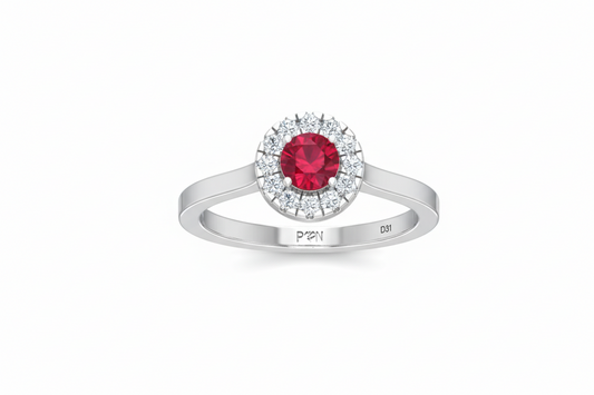Round Ruby With Diamond
