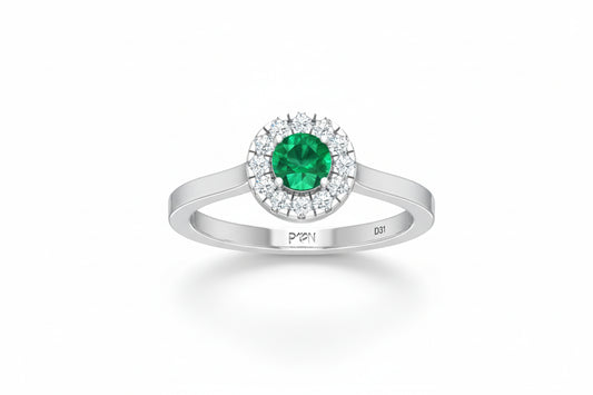 Round Emerald With Diamond