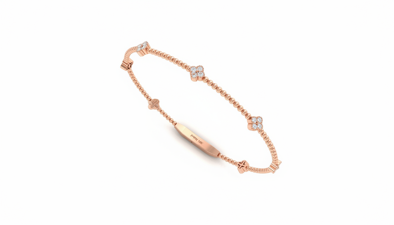 Adjustable Gold Clover Bangle