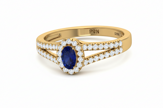 Oval Sapphire With Diamond Ring