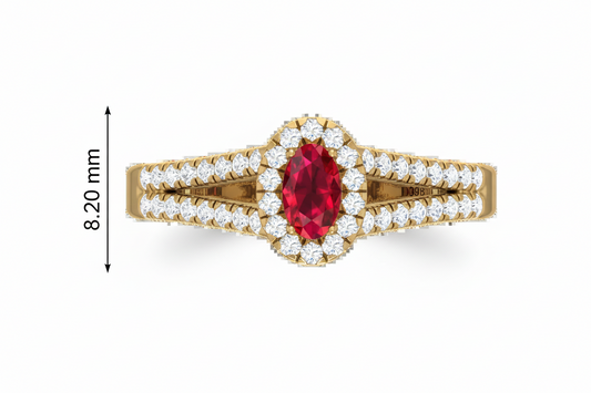 Oval Ruby With Diamond Ring