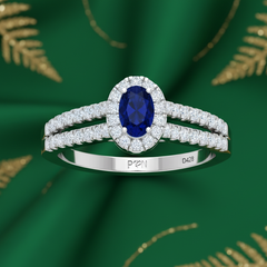 Oval Sapphire With Diamond Ring