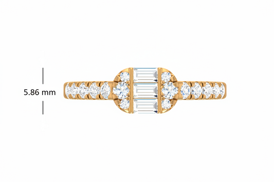 Linear Triple Stone Art Deco