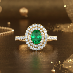 Natural Emerald & Dia Halo