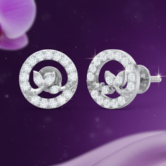 Stylized Diamond Halo Stud Earrings