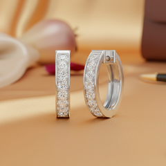 Diamond Huggie Hoop Earrings - Channel Set Dainty Hoops