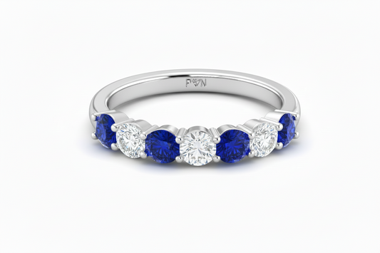 Nine Stone Sapphire With Diamond Half Cttw