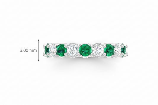 Seven Stone Emerald  With Diamond Half CTTW