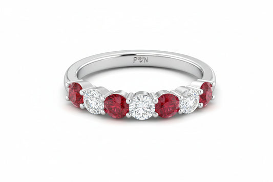 Seven Stone Twenty-Four Cents Ruby With Diamond