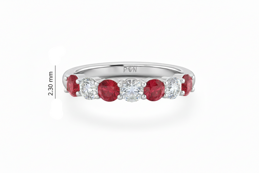 Ruby With Diamond Nine Stone