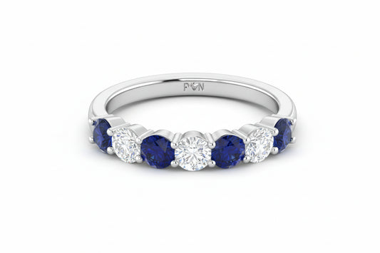 Seven Stone Sapphire With Diamond