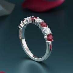 Seven Stone Ruby With Diamond