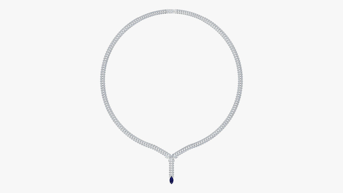 Diamond & Blue Sapphire Lariat Necklace