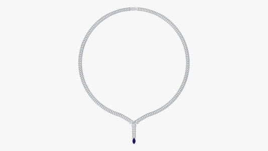 Diamond & Blue Sapphire Lariat Necklace