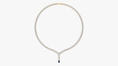 Diamond & Blue Sapphire Lariat Necklace